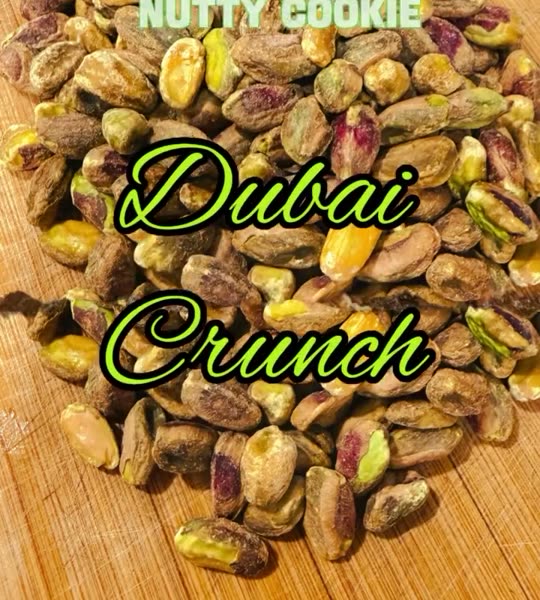 Dubai Crunch chocolate pistachio cookie topped with chopped pistachios